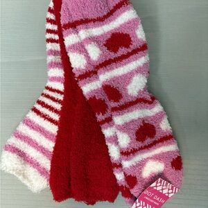 Dot Dash Pink and Red Heart Scarf socks tree pair - one size